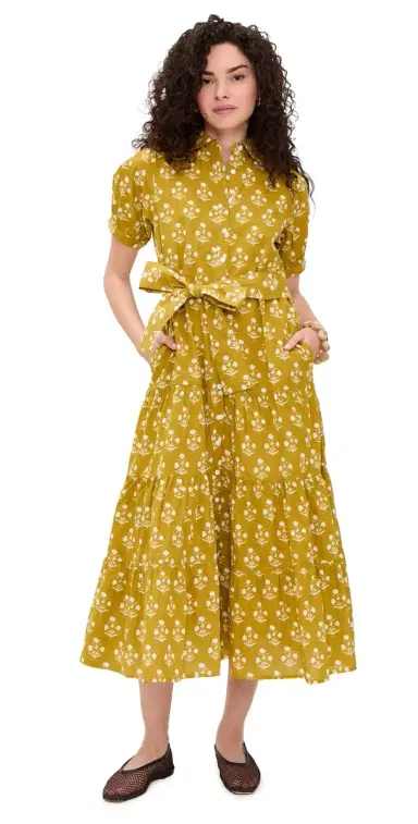 Marea Short Sleeve Shirt Dress Chartreuse Daffodil | Thumbnail 1 Marea Short Sleeve Shirt Dress Chartreuse Daffodil | Thumbnail 1
