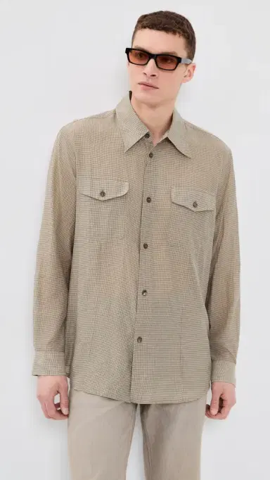 Our Legacy Cotton Silk Plough Shirt Hazel Grid Cloud Cotton Silk | Thumbnail 2 Our Legacy Cotton Silk Plough Shirt Hazel Grid Cloud Cotton Silk | Thumbnail 2