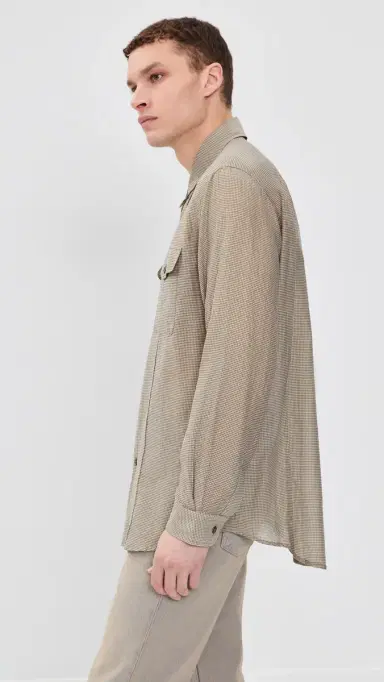Our Legacy Cotton Silk Plough Shirt Hazel Grid Cloud Cotton Silk | Thumbnail 4 Our Legacy Cotton Silk Plough Shirt Hazel Grid Cloud Cotton Silk | Thumbnail 4