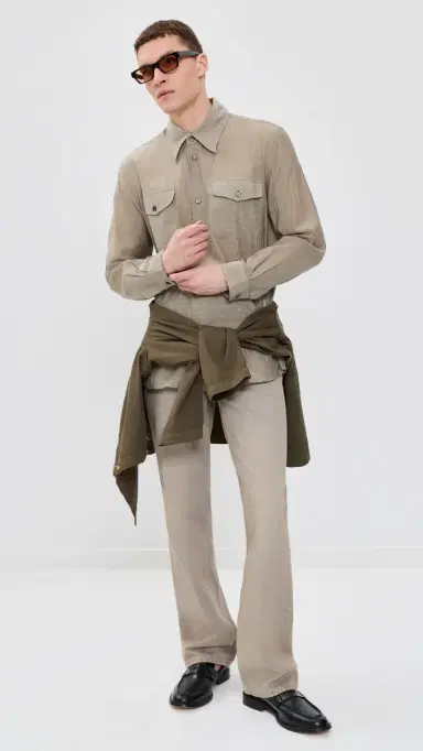Our Legacy Cotton Silk Plough Shirt Hazel Grid Cloud Cotton Silk | Thumbnail 5 Our Legacy Cotton Silk Plough Shirt Hazel Grid Cloud Cotton Silk | Thumbnail 5