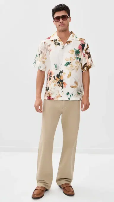 SIMKHAI Casper Printed Silk Shirt Watercolor Floral | Thumbnail 5 SIMKHAI Casper Printed Silk Shirt Watercolor Floral | Thumbnail 5