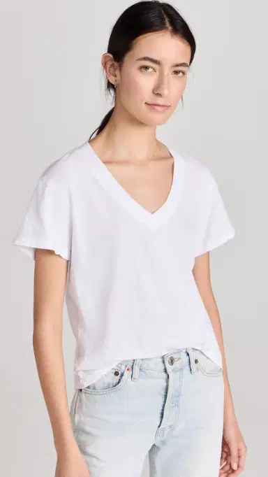 perfectwhitetee Hendrix Cotton Boxy V Neck Tee White | Thumbnail 2 perfectwhitetee Hendrix Cotton Boxy V Neck Tee White | Thumbnail 2