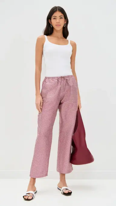 DONNI. The Taffeta Gingham Drawstring Cargo Pants Bell Pepper | Thumbnail 5 DONNI. The Taffeta Gingham Drawstring Cargo Pants Bell Pepper | Thumbnail 5