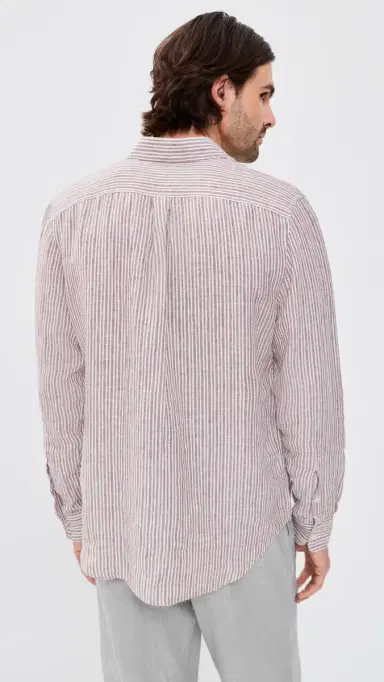 Frescobol Carioca Telles Linen triped Shirt Caramel | Thumbnail 3 Frescobol Carioca Telles Linen triped Shirt Caramel | Thumbnail 3