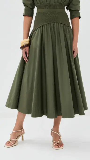 SIMKHAI Ovie Midi Skirt Fern | Thumbnail 2 SIMKHAI Ovie Midi Skirt Fern | Thumbnail 2