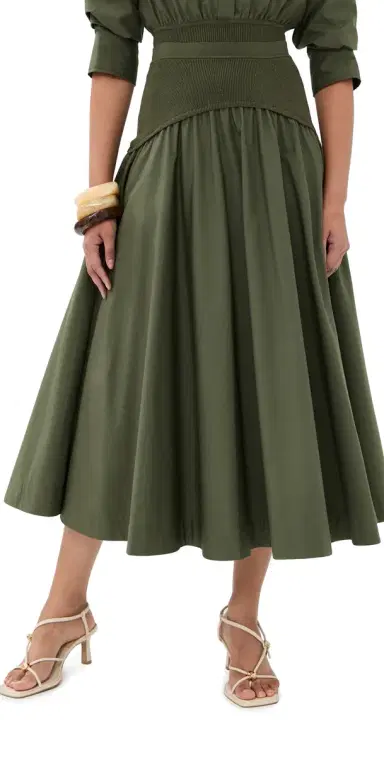 SIMKHAI Ovie Midi Skirt Fern | Thumbnail 1 SIMKHAI Ovie Midi Skirt Fern | Thumbnail 1