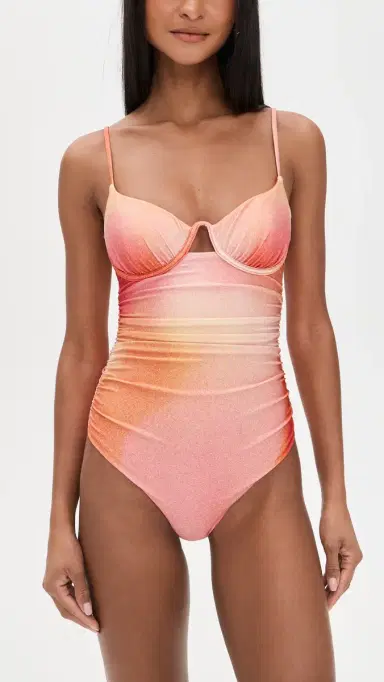 Simkhai Laine Ruched One Piece Golden Hour Sunset XS | Thumbnail 2 Simkhai Laine Ruched One Piece Golden Hour Sunset XS | Thumbnail 2