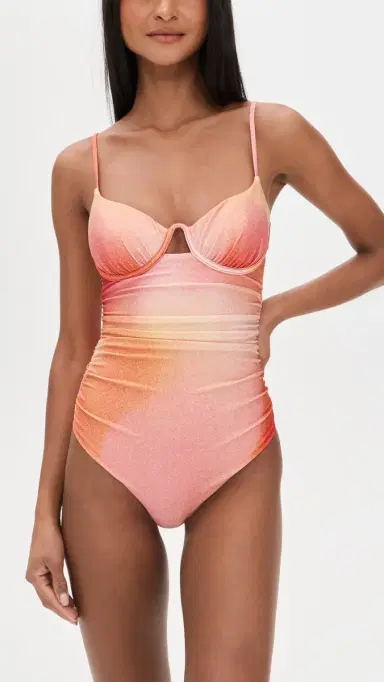 Simkhai Laine Ruched One Piece Golden Hour Sunset XS | Thumbnail 5 Simkhai Laine Ruched One Piece Golden Hour Sunset XS | Thumbnail 5