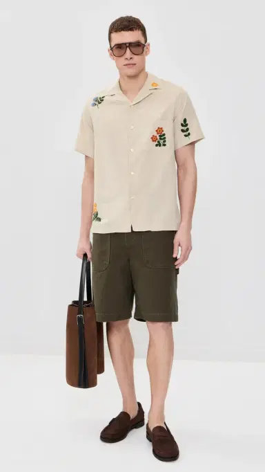 Portuguese Flannel pring Embroidery Camp Shirt Raw | Thumbnail 5 Portuguese Flannel pring Embroidery Camp Shirt Raw | Thumbnail 5