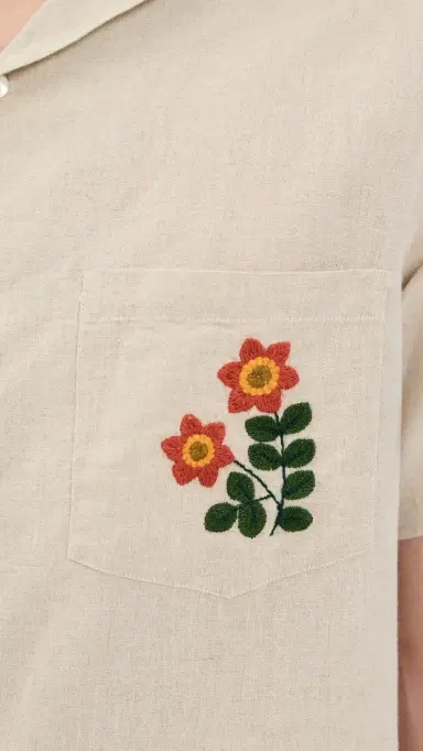 Portuguese Flannel pring Embroidery Camp Shirt Raw | Thumbnail 6 Portuguese Flannel pring Embroidery Camp Shirt Raw | Thumbnail 6