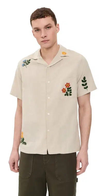 Portuguese Flannel pring Embroidery Camp Shirt Raw | Thumbnail 1 Portuguese Flannel pring Embroidery Camp Shirt Raw | Thumbnail 1