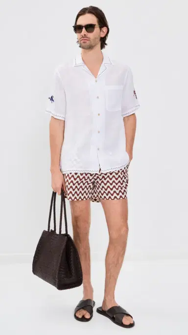 Frescobol Carioca Rio wim Shorts 4 Brown/Ecru | Thumbnail 5 Frescobol Carioca Rio wim Shorts 4 Brown/Ecru | Thumbnail 5