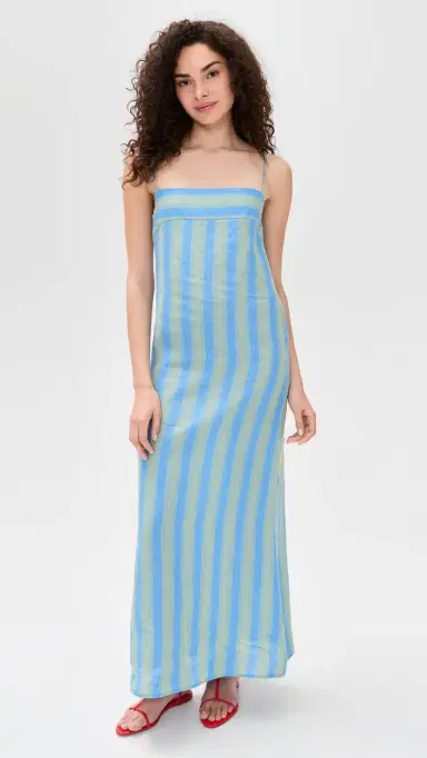 STAUD Laura Linen Dress eaport tripe | Thumbnail 2 STAUD Laura Linen Dress eaport tripe | Thumbnail 2