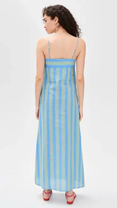 STAUD Laura Linen Dress eaport tripe | Thumbnail 3 STAUD Laura Linen Dress eaport tripe | Thumbnail 3
