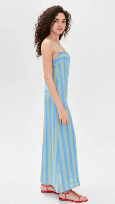 STAUD Laura Linen Dress eaport tripe | Thumbnail 4 STAUD Laura Linen Dress eaport tripe | Thumbnail 4