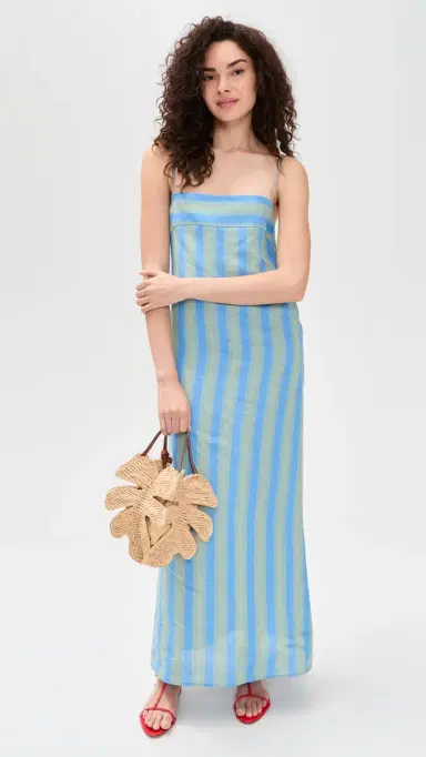 STAUD Laura Linen Dress eaport tripe | Thumbnail 5 STAUD Laura Linen Dress eaport tripe | Thumbnail 5