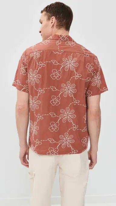 Portuguese Flannel Compota Camp Shirt Terracotta/White | Thumbnail 3 Portuguese Flannel Compota Camp Shirt Terracotta/White | Thumbnail 3