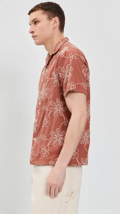 Portuguese Flannel Compota Camp Shirt Terracotta/White | Thumbnail 4 Portuguese Flannel Compota Camp Shirt Terracotta/White | Thumbnail 4