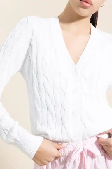 MINNIE ROSE Classic Cable Knit Cardigan | Thumbnail 3 MINNIE ROSE Classic Cable Knit Cardigan | Thumbnail 3