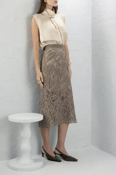Brunello Cucinelli Opera Embroidered Pencil Skirt | Thumbnail 2 Brunello Cucinelli Opera Embroidered Pencil Skirt | Thumbnail 2