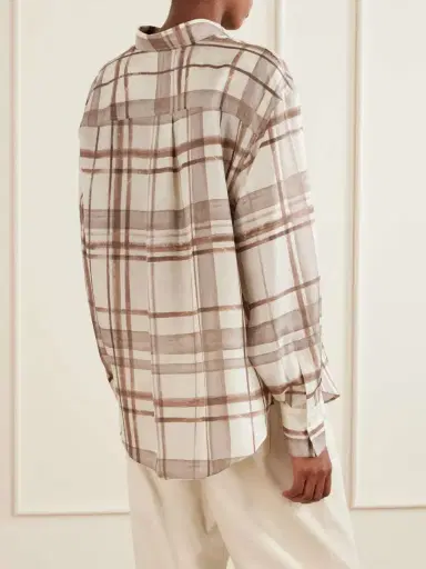 Brunello Cucinelli Checked Silk-satin Shirt | Thumbnail 4 Brunello Cucinelli Checked Silk-satin Shirt | Thumbnail 4