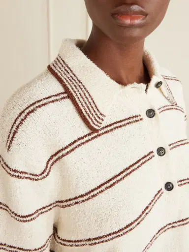 RÓHE Striped Organic Cotton-blend Terry Polo Shirt | Thumbnail 4 RÓHE Striped Organic Cotton-blend Terry Polo Shirt | Thumbnail 4