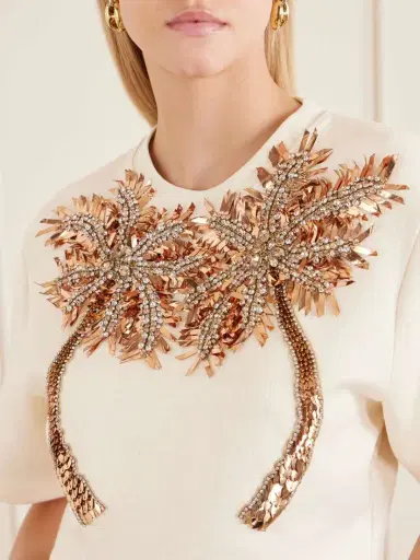 Rabanne Cropped Crystal-embellished Embroidered Jersey T-shirt | Thumbnail 4 Rabanne Cropped Crystal-embellished Embroidered Jersey T-shirt | Thumbnail 4
