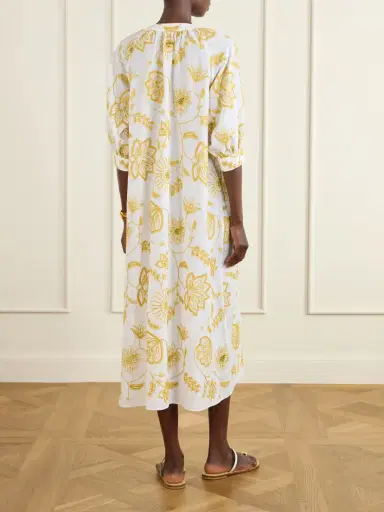 Eres Sari Anjana Belted Embroidered Cotton-blend Midi Dress | Thumbnail 3 Eres Sari Anjana Belted Embroidered Cotton-blend Midi Dress | Thumbnail 3