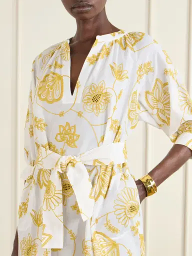 Eres Sari Anjana Belted Embroidered Cotton-blend Midi Dress | Thumbnail 4 Eres Sari Anjana Belted Embroidered Cotton-blend Midi Dress | Thumbnail 4