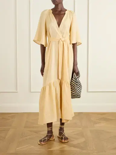 Eres Audacieuse Belted Tiered Linen Midi Dress | Thumbnail 2 Eres Audacieuse Belted Tiered Linen Midi Dress | Thumbnail 2
