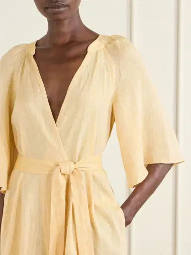 Eres Audacieuse Belted Tiered Linen Midi Dress | Thumbnail 4 Eres Audacieuse Belted Tiered Linen Midi Dress | Thumbnail 4