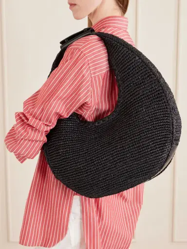 Staud Moon Large Leather-trimmed Raffia Tote | Thumbnail 2 Staud Moon Large Leather-trimmed Raffia Tote | Thumbnail 2