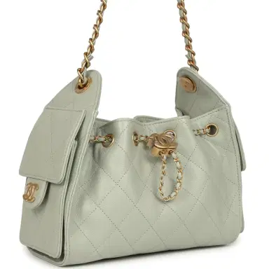 Chanel Chanel Mini 25 Hobo Bag Light Green Caviar Antique Gold Hardware | Thumbnail 2 Chanel Chanel Mini 25 Hobo Bag Light Green Caviar Antique Gold Hardware | Thumbnail 2