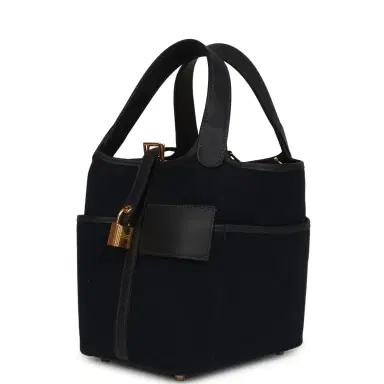 HERMÈS Hermes Picotin Cargo 18 Bleu Marine Swift and Toile Canvas Gold Hardware | Thumbnail 5 HERMÈS Hermes Picotin Cargo 18 Bleu Marine Swift and Toile Canvas Gold Hardware | Thumbnail 5