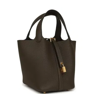 HERMÈS Hermes Picotin Lock 18 Vert Loden Clemence Gold Hardware | Thumbnail 2 HERMÈS Hermes Picotin Lock 18 Vert Loden Clemence Gold Hardware | Thumbnail 2
