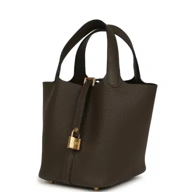 HERMÈS Hermes Picotin Lock 18 Vert Loden Clemence Gold Hardware | Thumbnail 5 HERMÈS Hermes Picotin Lock 18 Vert Loden Clemence Gold Hardware | Thumbnail 5