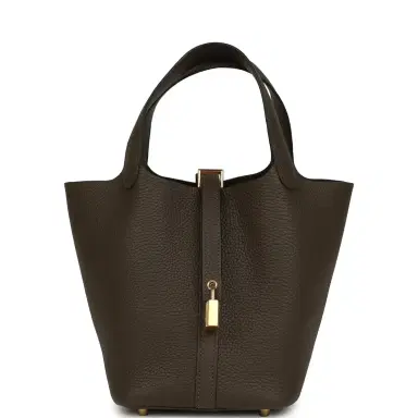 HERMÈS Hermes Picotin Lock 18 Vert Loden Clemence Gold Hardware | Thumbnail 1 HERMÈS Hermes Picotin Lock 18 Vert Loden Clemence Gold Hardware | Thumbnail 1