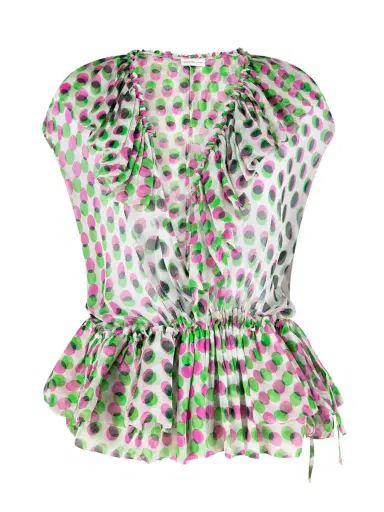 Dries Van Noten Cally Bis Silk Ruffle Top | Thumbnail 1 Dries Van Noten Cally Bis Silk Ruffle Top | Thumbnail 1
