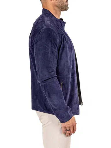 Maceoo Men's Marthyr Leather Jacket - Blue | Thumbnail 5 Maceoo Men's Marthyr Leather Jacket - Blue | Thumbnail 5