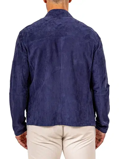 Maceoo Men's Marthyr Leather Jacket - Blue | Thumbnail 8 Maceoo Men's Marthyr Leather Jacket - Blue | Thumbnail 8