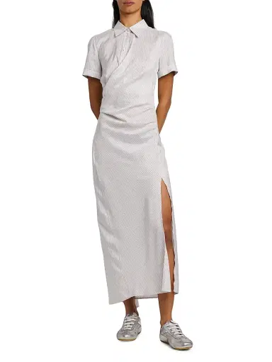 Alexander McQueen Women's Striped Silk Drape Shirtdress | Thumbnail 3 Alexander McQueen Women's Striped Silk Drape Shirtdress | Thumbnail 3