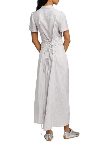Alexander McQueen Women's Striped Silk Drape Shirtdress | Thumbnail 5 Alexander McQueen Women's Striped Silk Drape Shirtdress | Thumbnail 5
