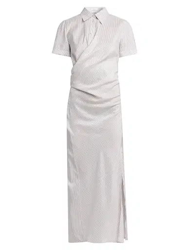 Alexander McQueen Women's Striped Silk Drape Shirtdress | Thumbnail 1 Alexander McQueen Women's Striped Silk Drape Shirtdress | Thumbnail 1