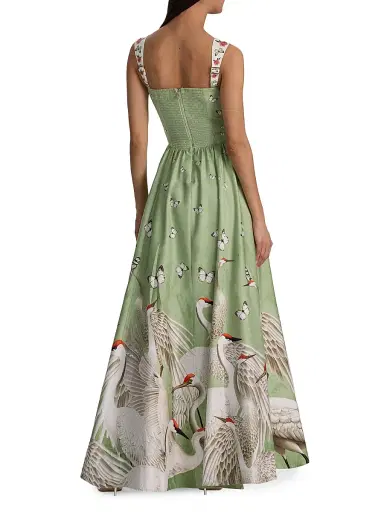 ALICE + OLIVIA Women's Guinevere Stretch-Cotton Bustier Maxi Dress - Drift Light Sage | Thumbnail 5 ALICE + OLIVIA Women's Guinevere Stretch-Cotton Bustier Maxi Dress - Drift Light Sage | Thumbnail 5