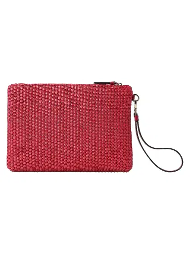 Jimmy Choo Women's Riviera Capsule Raffia Flat Pouch - Ruby Red | Thumbnail 4 Jimmy Choo Women's Riviera Capsule Raffia Flat Pouch - Ruby Red | Thumbnail 4