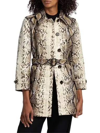 Burberry Women's Stonehaven Python-Print Belted Trench Coat | Thumbnail 3 Burberry Women's Stonehaven Python-Print Belted Trench Coat | Thumbnail 3