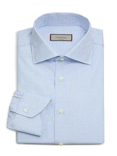 Canali Men's Gingham Cotton Dress Shirt - Blue - Size 17 | Thumbnail 1 Canali Men's Gingham Cotton Dress Shirt - Blue - Size 17 | Thumbnail 1