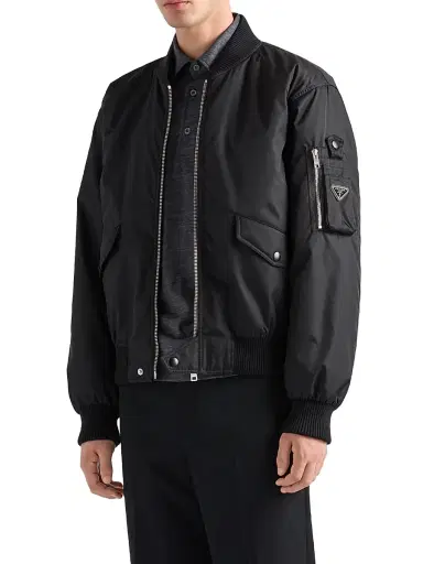 Prada Men's Re-Nylon Bomber Jacket - Black | Thumbnail 2 Prada Men's Re-Nylon Bomber Jacket - Black | Thumbnail 2