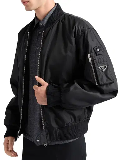 Prada Men's Re-Nylon Bomber Jacket - Black | Thumbnail 3 Prada Men's Re-Nylon Bomber Jacket - Black | Thumbnail 3