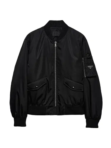 Prada Men's Re-Nylon Bomber Jacket - Black | Thumbnail 1 Prada Men's Re-Nylon Bomber Jacket - Black | Thumbnail 1